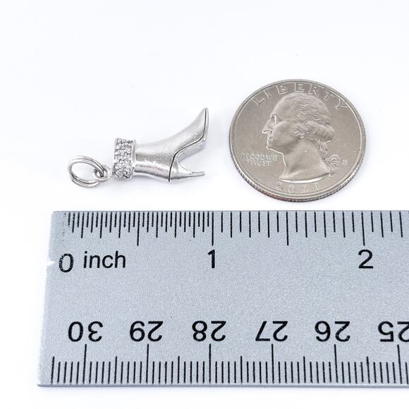 Vintage Sterling Silver 925 High-Heel Shoe Pendant | Dainty Shoe Charm - Picture 10 of 10
